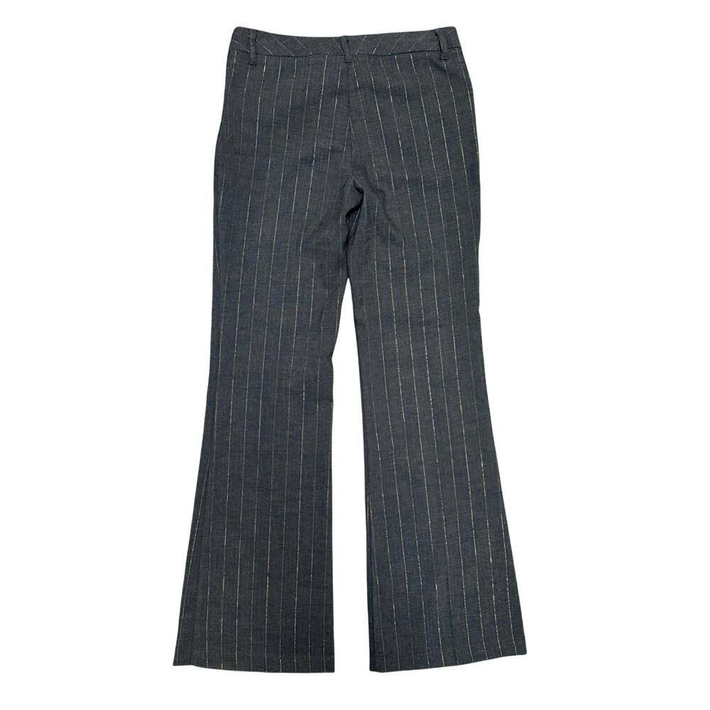 Vintage Y2K Bisou Bisou Gray Low Rise Dress Pants with Gold Pinstripes Size 4 - Picture 2 of 6